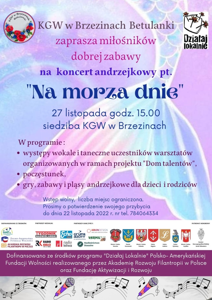 Plakat zaproszenie na Andrzejki do Brzezin 2022