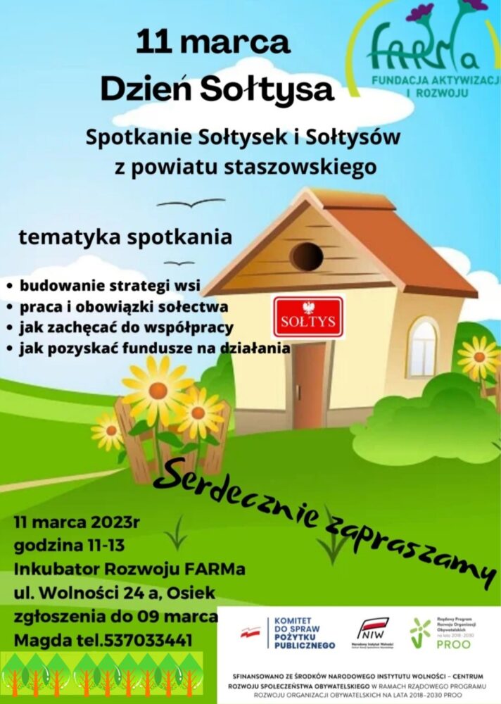 Zaproszenie na spotkanie Sołtysek i Sołtysów