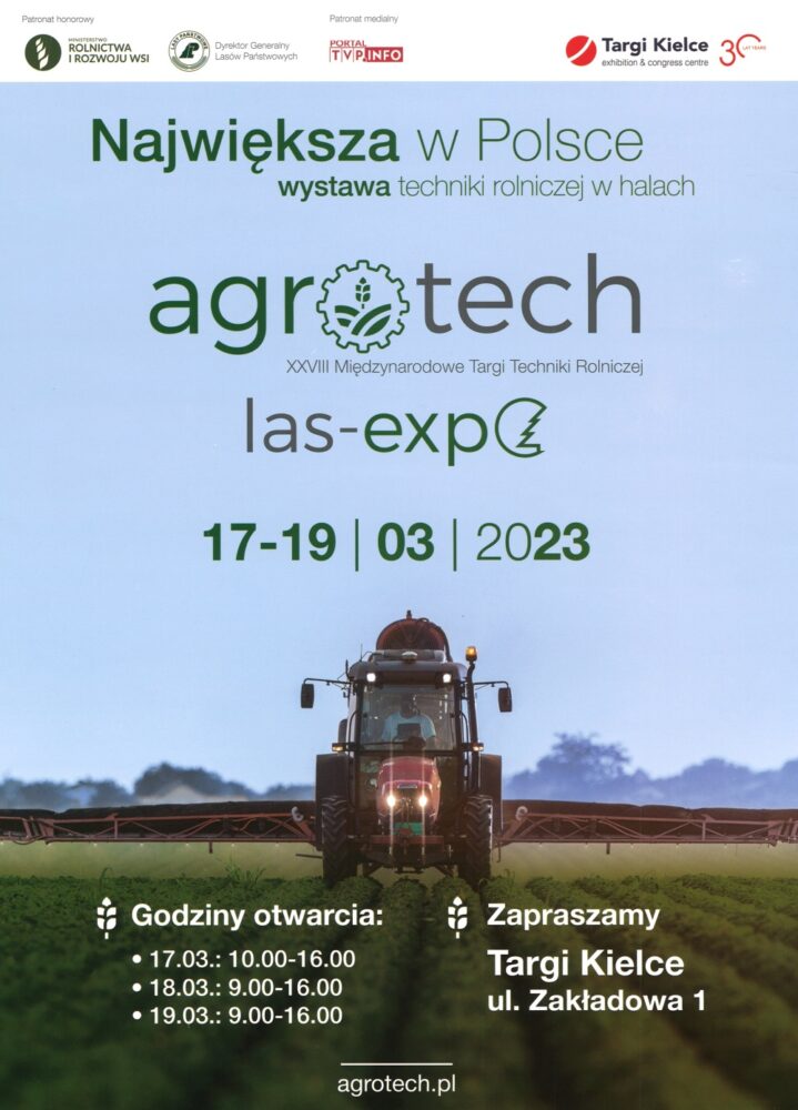 Targi Agrotech Kielce 2023. Plakat zapraszający na imprezę.