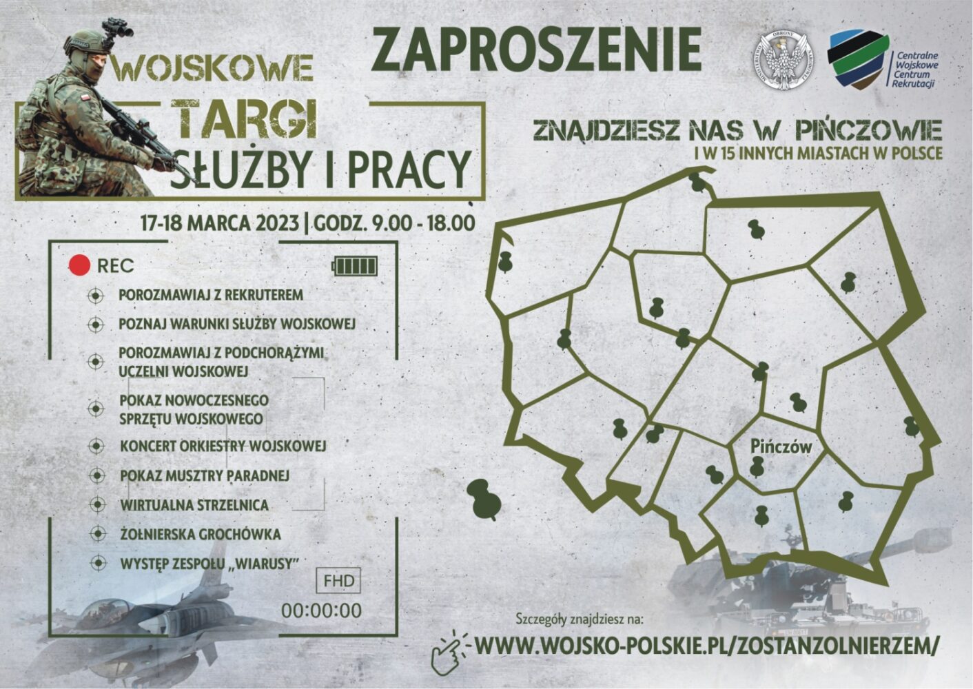 Zaproszenie na Wojskowe Targi Służby i Pracy, 17-18 marca 2023, Pińczów