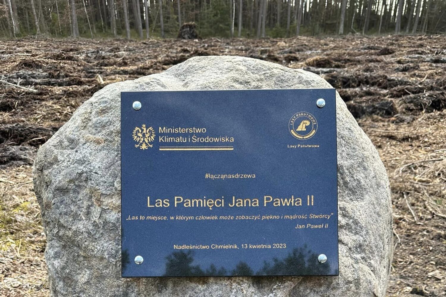 Obelisk Las Pamięci Jana Pawła II, nadleśnictwo Chmielnik.