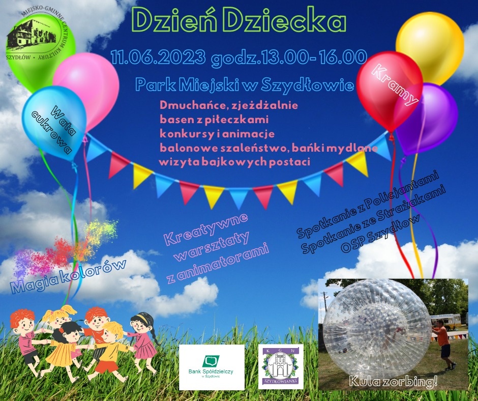 Zaproszenie na Dzień Dziecka w Szydłowie, 11 czerwca 2023
