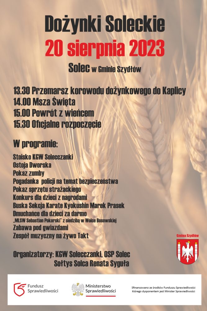 Dożynki Soleckie 20 sierpnia 2023, Solec, Gmina Szydłów